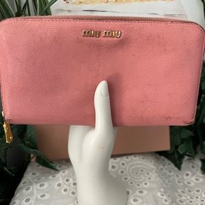 Authentic MIU MIU Rosa pink leather large continental zip around wallet